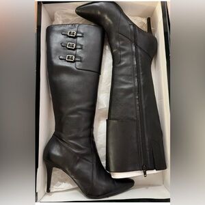 Ralph Lauren Black Heeled Knee-High Boots